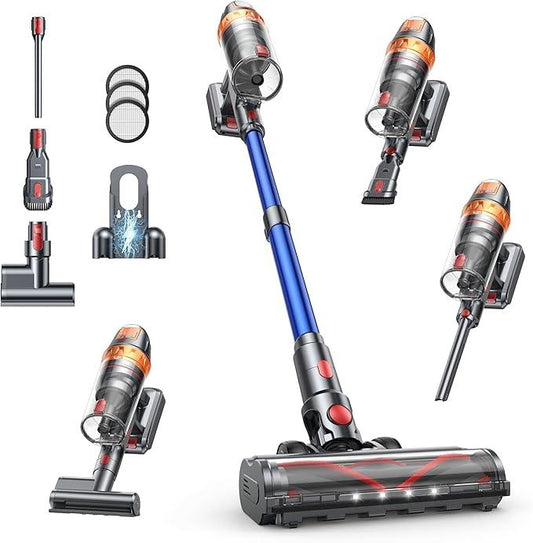 Cordless Vacuum Cleaner, 650W with Extra Mattress Cleaning Tool, 50KPA Stick Vacuum Cleaners for Home 65 Mins Runtime, Self-Standing, Wall Mount Charging, Rechargeable Vacuum for Floor Carpet Pet Hair - NeatNest