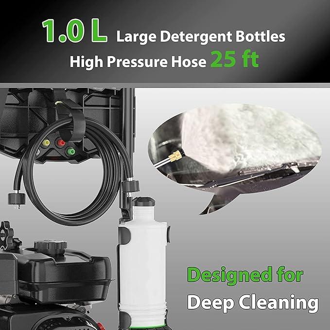 4200PSI Gas Pressure Washer, 2.8GPM Commercial Power Washer Gas Powered, 212cc 7.0 HP Engine, Includes 0.7L Soap Tank,5 QC Nozzles,25’ Hose,Car Wash Machine/Car/Driveway, EPA/CARB/ETLCompliant (Black) - NeatNest