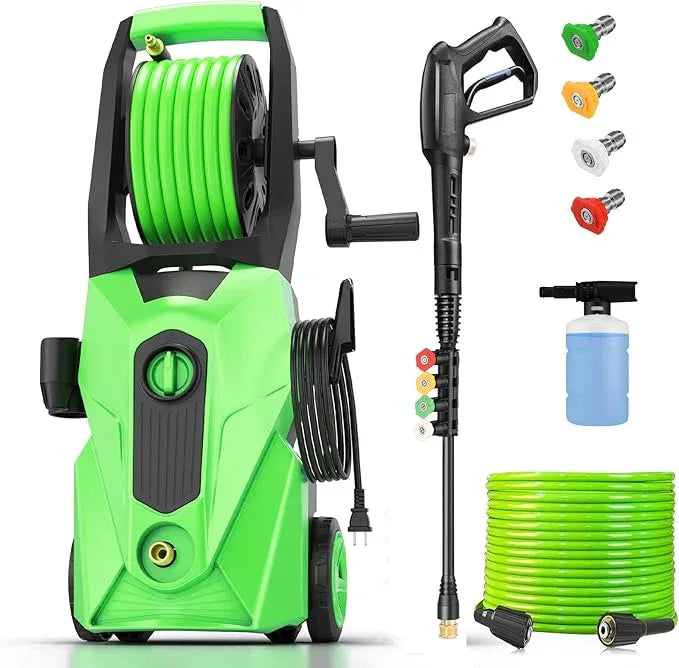 5000PSI Power Cleaner with 33FT Pressure Cleaner Hose, 4 Nozzles for Home/Car(Deep Green) - NeatNest