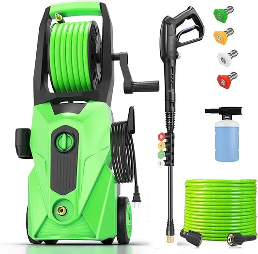 5000PSI Power Cleaner with 33FT Pressure Cleaner Hose, 4 Nozzles for Home/Car(Deep Green) - NeatNest