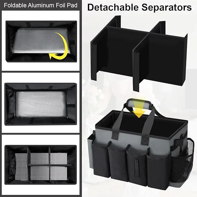 Wearable Large Cleaning Caddy Bag for Housekeeper, Clean Supply Organizer with Adjustable Shoulder, Waist & Handle Straps, Detailing Bag for Kitchen Supplies (Black&Gray) - NeatNest