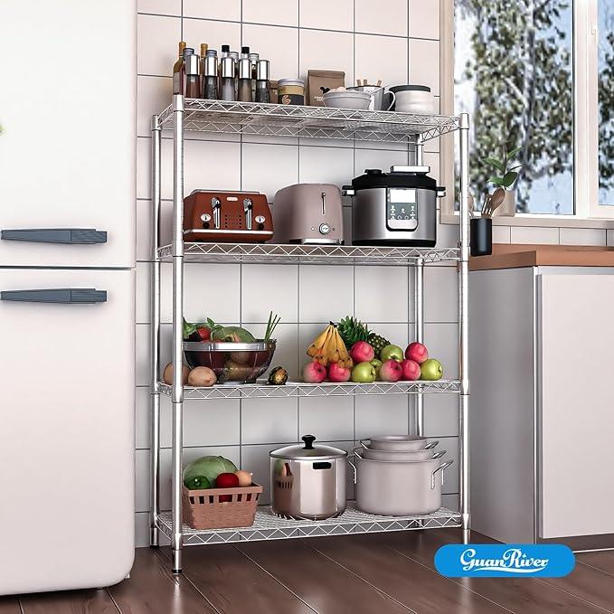 4-Shelf Adjustable Metal Shelf Wire Shelving Unit Storage Rack Display Shelf for Office,Kitchen,Bedroom,Bathroom,Laundry,Pantry Basement,Garage(Chrome,36" L x 14" W x 54" H) - NeatNest