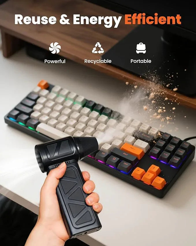 Compressed Air Duster, 150000RPM Cordless Air Duster 5-Gear Adjustable Electric Air Duster, Rechargeable Brushless Motor Air Blower for Keyboard, PC, Car, Outdoor and Home Cleaning - NeatNest
