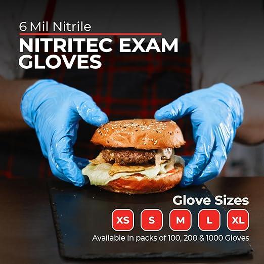 Heavy Duty 6 Mil Blue Nitrile Gloves Disposable Latex & Powder Free -Extra Stretchy Fentanyl Safe |Medical,First Aid Kit,EMT|Food Safe Rubber Gloves for Cooking & Cleaning|Bulk Pack (1000) - NeatNest