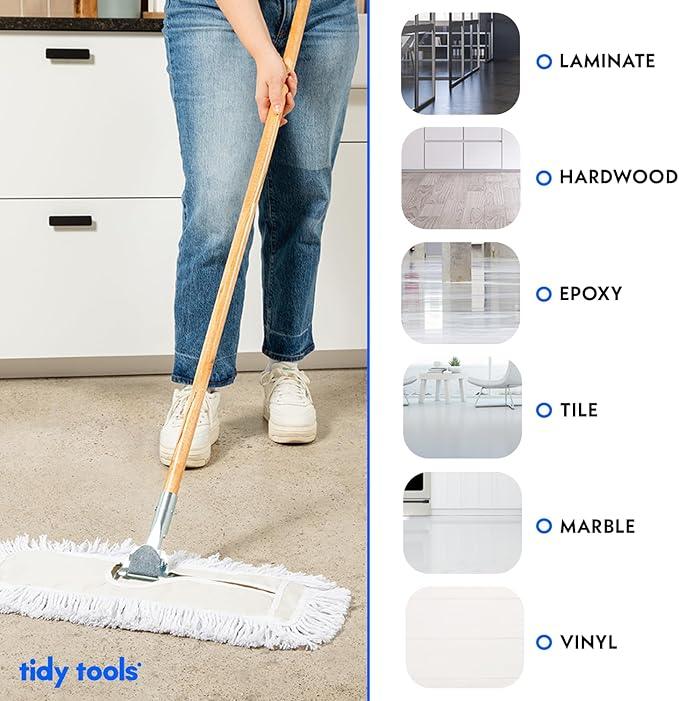 Commercial Dust Mop – 18 Inch Floor Sweeper for Hardwood, Reusable Cotton Mop Head, Extendable Handle, Dry Mop for Floor Cleaning & Janitorial Supplies - NeatNest