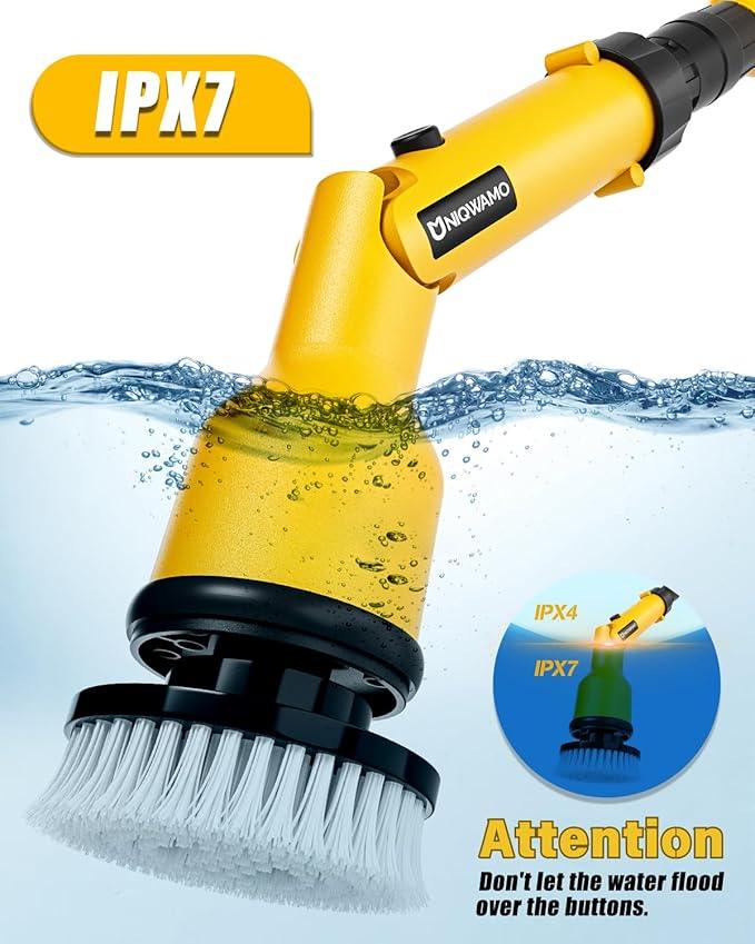 Electric Spin Scrubber Compatible for DeWalt 20V Battery(Battery NOT Included), 1000 RPM Battery Powered Scrubber with Adjustable Extension Arm & 8 Brushes & Hook Gloves for Tub/Tile/Floor - NeatNest
