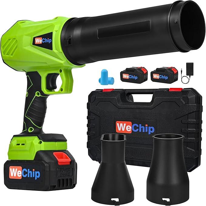 Leaf Blower Cordless 800,000 RPM with Battery and Charger,Lightweight Electric Handheld Blower with 3 Replaceable Air Nozzles Used for Lawn Care, Yard Cleaning, Snow Blower, Dust Collector (Green) - NeatNest