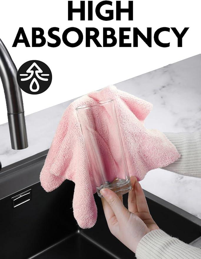 Fantasticlean Microfiber Cleaning Cloth Roll -75 Pack, Tear Away Microfiber Towels, 12" x 12", Reusable, Washable, Scratch Free, Ultra Absorbent Dish Rags for Car, Home, Garage or Shop (Pink) - NeatNest
