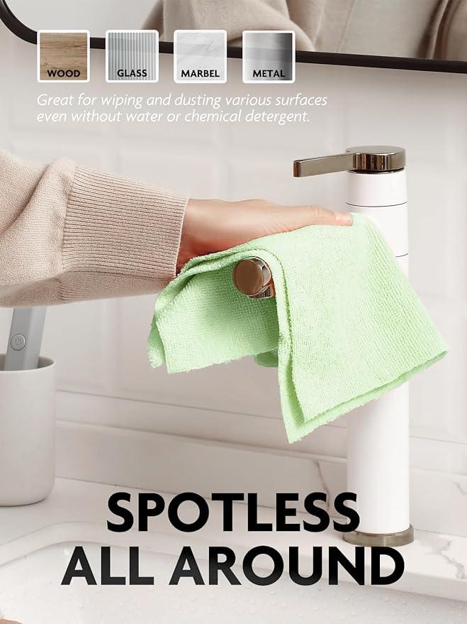 Fantasticlean Microfiber Cleaning Cloth Roll -75 Pack, Tear Away Microfiber Towels, 12" x 12", Reusable, Washable, Scratch Free, Ultra Absorbent Dish Rags for Car, Home, Garage or Shop (Green) - NeatNest