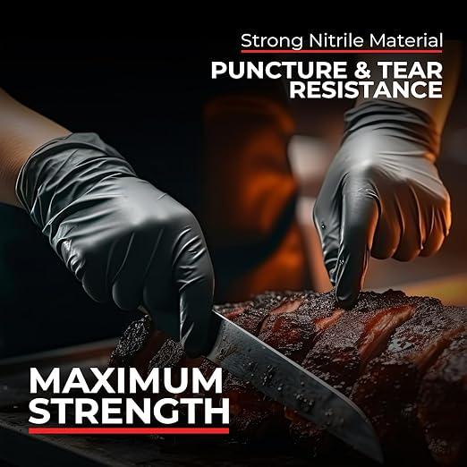 Heavy Duty 6 Mil Black Nitrile Gloves - Disposable, Latex & Powder Free | Mechanic, Food Prep & Tattoo | Rubber Gloves for Cooking, Cleaning & Household |Bulk Case of (1000) - NeatNest