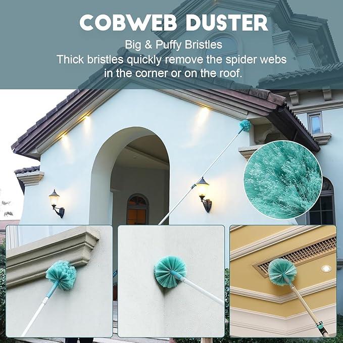 30 Foot High-Reach Duster Kit with 6-24FT Extendable Pole - High Ceiling Duster Cleaning Kit with Telescopic Pole,Cobweb Duster, Window Squeegee, Microfiber Feather Duster - NeatNest