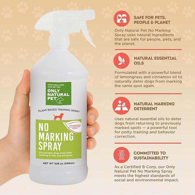ONLY NATURAL PET No Marking Deterrent Spray for Dogs – Indoor Outdoor Urine Prevention - Stain & Odor Eliminator - Potty Pet Training Aid to Deter Peeing or Marking Carpet or Furniture – 32 Fl Oz - NeatNest