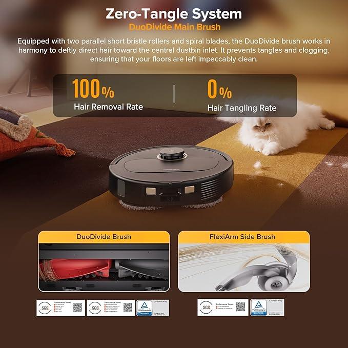 roborock Qrevo S5V Robot Vacuum and Mop, FlexiArm Edge Mopping, 12,000Pa Suction, Dual Zero-Tangle System, Smart Obstacle Avoidance, 10mm Mop Lifting, Auto Mop Washing&Drying, Self-Emptying&Refilling - NeatNest