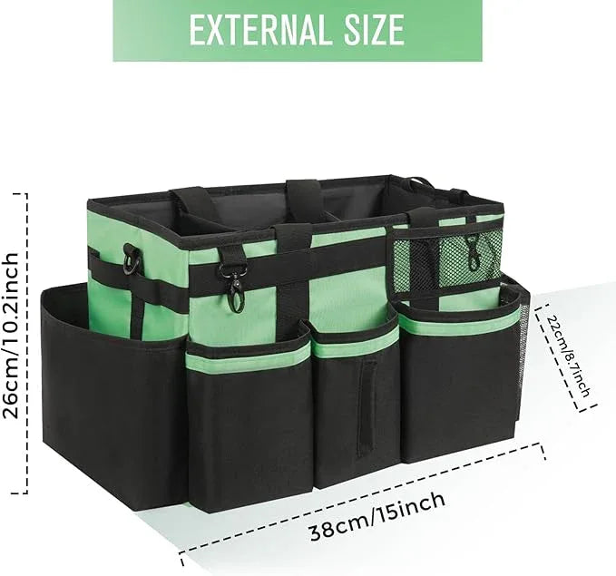 Wearable Cleaning Caddy, Cleaning Caddy Supplies Organizer with Handle & Shoulder Straps for Housekeepers, Under Sink & Car Cleaning Tool Organizers Bag with 4 Foldable Divider (MintGreen) - NeatNest