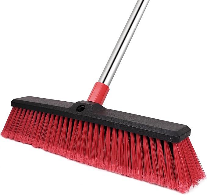 Honclea 18” Push Broom with 70” Adjustable Handle - Heavy Duty Outdoor Broom for Shop, Garage, Patio, Driveway, Yard & Deck Cleaning - NeatNest