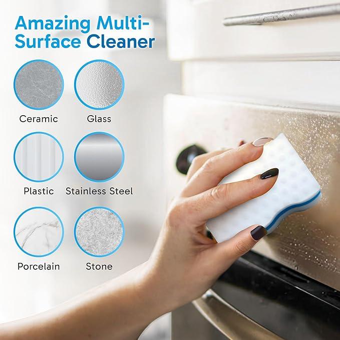 (25 Pack) Extra Durable Eraser Sponge - Extra Thick, Long Lasting, Premium Melamine Sponges in Bulk - Multi-Purpose Power Scrubber - Bathroom, Kitchen, Floor, Bathtub, Toilet, Baseboard, Wall Cleaner - NeatNest