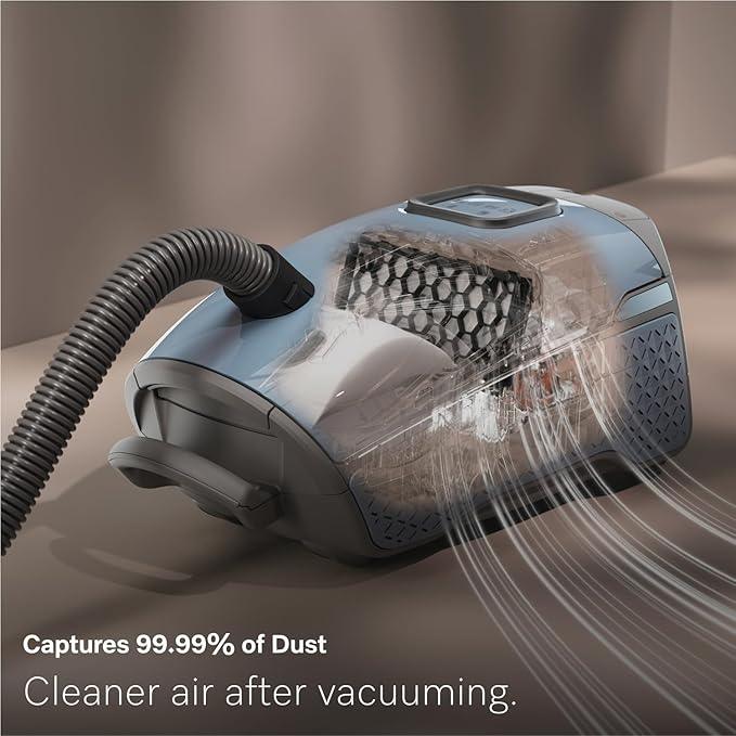 Miele New Guard L1 Bagged Canister Vacuum Cleaner with AirClean Filter, Electro Plus Floorhead, AllTeQ Universal Floorhead, LED Display Panel, in Nordic Blue/Space Grey - NeatNest