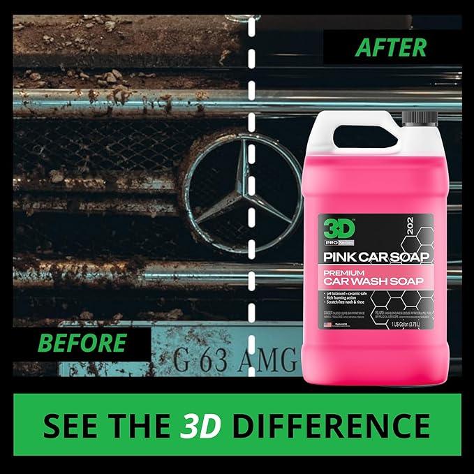 3D Pink Car Soap – 1 Gallon |pH Neutral Car Wash Soap with High Suds & Cherry Scent | Scratch-Free, High Gloss Shine | Safe on Wax & Sealants | Weekly Car Care - NeatNest