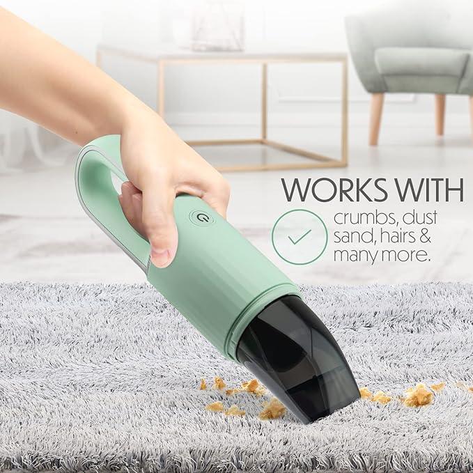 STARUMENT Vacuum Cleaner for Dust, Pet Hair Dirt Home, Car Interior Lightweight, Portable, Handheld, Cordless, Easy to Use, Compact Design Battery Rechargeable with USB-C Cable (Mint Green) - NeatNest