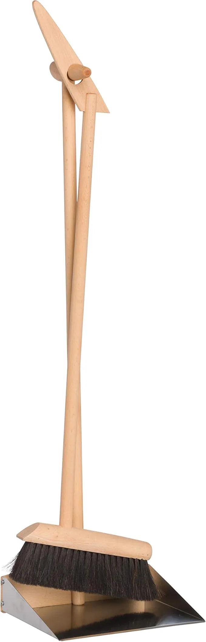 REDECKER Horsehair Broom & Stainless Steel Dust Pan Set - Oiled Beechwood Handles, 35-3/8 Inch - Broom & Dustpan Combo for Home, Kitchen, Outdoor Use - Wooden Broom and Dustpan Set, Made in Germany - NeatNest