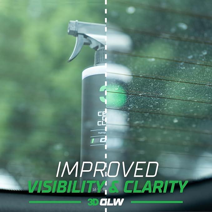 3D SiO2 Ceramic Glass Cleaner, GLW Series | Water & Rain Repellent | All-Weather Protective Ceramic Glass Cleaner | Safe for Tinted, Non-Tinted Windows & Mirrors | DIY Car Detailing | 16 oz - NeatNest