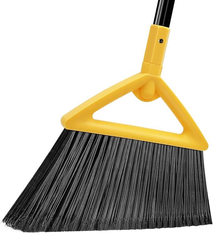 Heavy Duty Commercial Broom, Upgraded Angle Broom for Sweeping Indoor and Outdoor, Perfect Yellow Broom of Kitchen, Garage and Courtyard, Livingroom - NeatNest