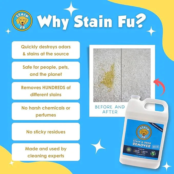 Pet Stain Odor Remover Professional Strength Powerful Eliminator for Tough Dog Cat Pet Urine Pee Poop Feces Vomit Slobber Drool Blood Wine Coffee Home Kennel Car RV Office (1 Gallon) - NeatNest