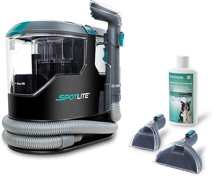 Kenmore KW2001 SpotLite Portable Carpet Spot Cleaner & Pet Stain Remover, 17Kpa Powerful Suction with Versatile Tools for Upholstery, Couches, Car and Auto Detailer, Gray - NeatNest