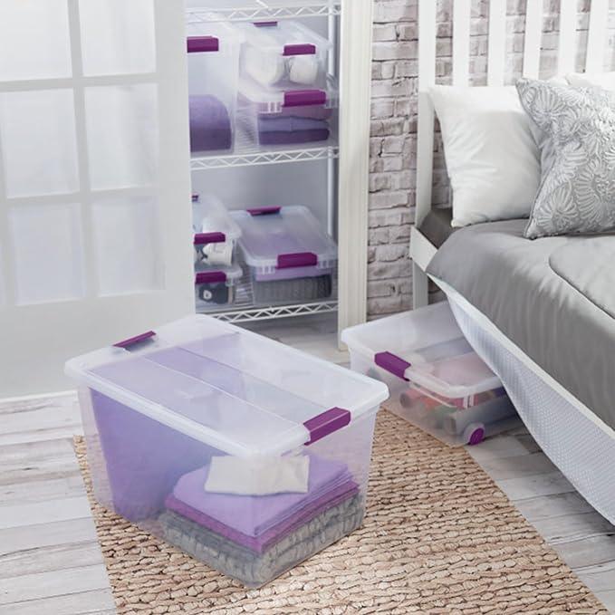 Sterilite 6-Pack Plastic Storage Bin w/ Latch Lid, ClearView Stackable Containers, 66 Qt - NeatNest