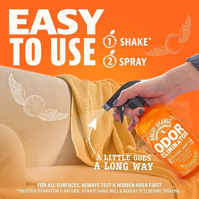 ANGRY ORANGE Pet Odor Eliminator for Dog and Cat Urine, Carpet Stains, and Strong Smells – Citrus Cleaner with Natural Orange Oil – 24 oz - NeatNest