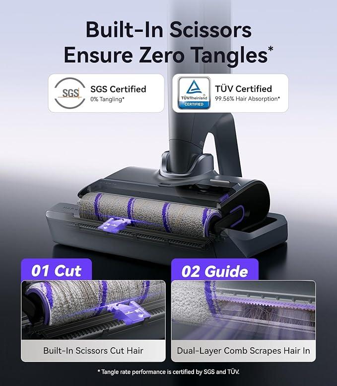NARWAL S30 Pro Wet Dry Vacuum Cleaner with 20000Pa Suction, Cordless Vacuum Mop for Hard Floors, Tangle-Free Hair-Cutting, 180° Lie Flat, 194°F Self-Cleaning, Disposable Waste Bag, Edge Cleaning - NeatNest