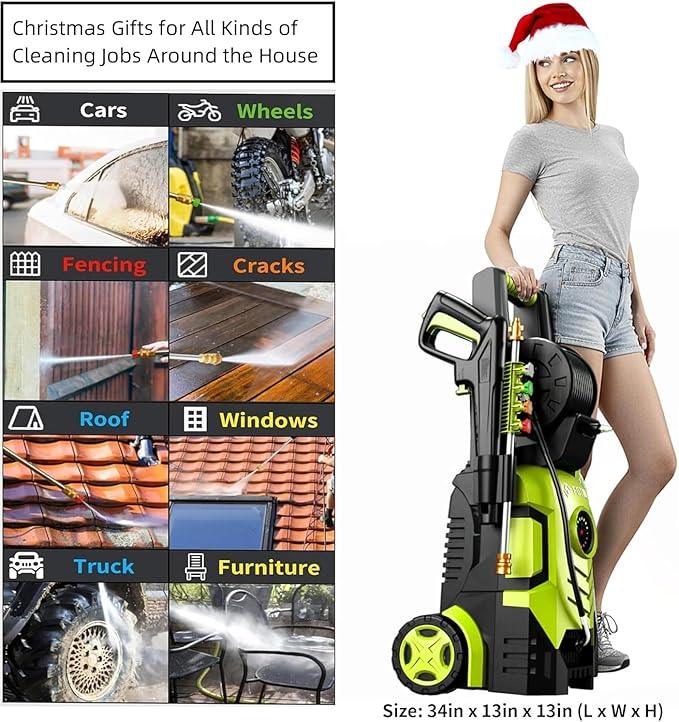 2025Upgraded Pressure Washer 5000PSI with Adjustable Touch Screen 8 Level, 34" Tall, 4 Quick Connect Nozzles,Inlet Hose&Filter&500mlFoam Cannon for Cars/Fences/Driveways/Home Cleaning,Yellow - NeatNest