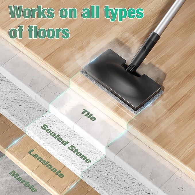 11-in-1 Steam Mop - Detachable Handheld Steam Cleaner with 380mL Tank, 260℉ Floor Steamer for Hardwood, Tile, Grout, Windows, Bath & Kitchen - 3-Level Steam Control, Multi-Purpose Floor Steam Cleaner - NeatNest