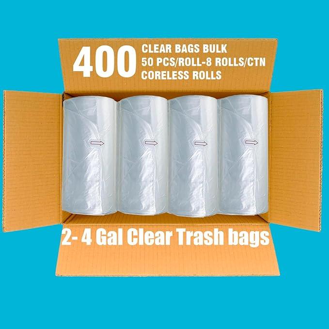 2-4 Gallon Trash Bags, 400 Count Bulk, Clear Plastic Recycling Bags, Small Multi-purpose Garbage Bags for Business Home Bathroom Kitchen Commercial and Industrial - NeatNest