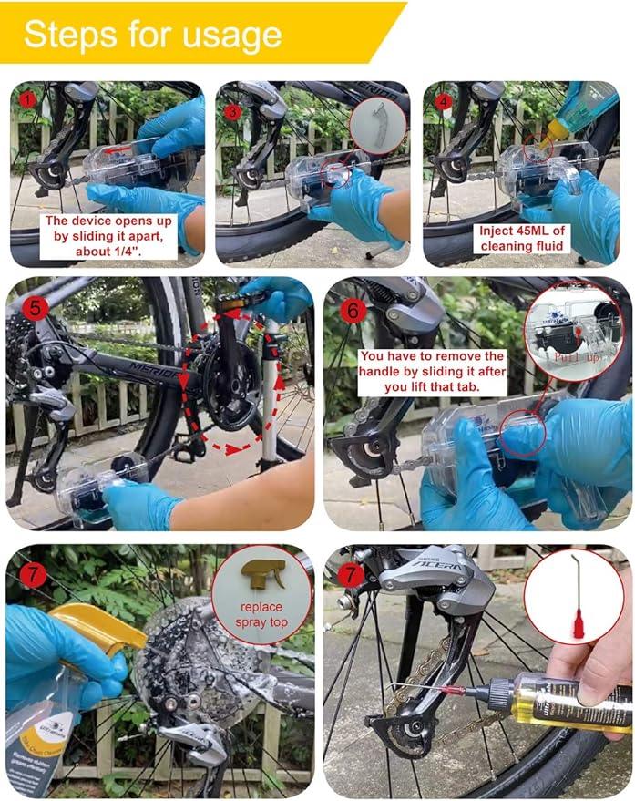 Bike Cleaner kit to Clean/Protect/Lube Bicycle,with Chain Scrubber,Cleaning Brush Tool,Bike Cleaner(19oz),Degreaser(10or19oz),Wet Lubricant(2oz) - NeatNest