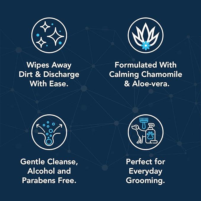 NOVEHA 120PCs Dog Wipes - Odor Eliminating and Cleaning Grooming Wipes for Dog's Paws, Body, and Butt - Perfect for Puppy and Adult Dogs - Plant-Based, Safe, Convenient & Large Unscented Wipes - NeatNest