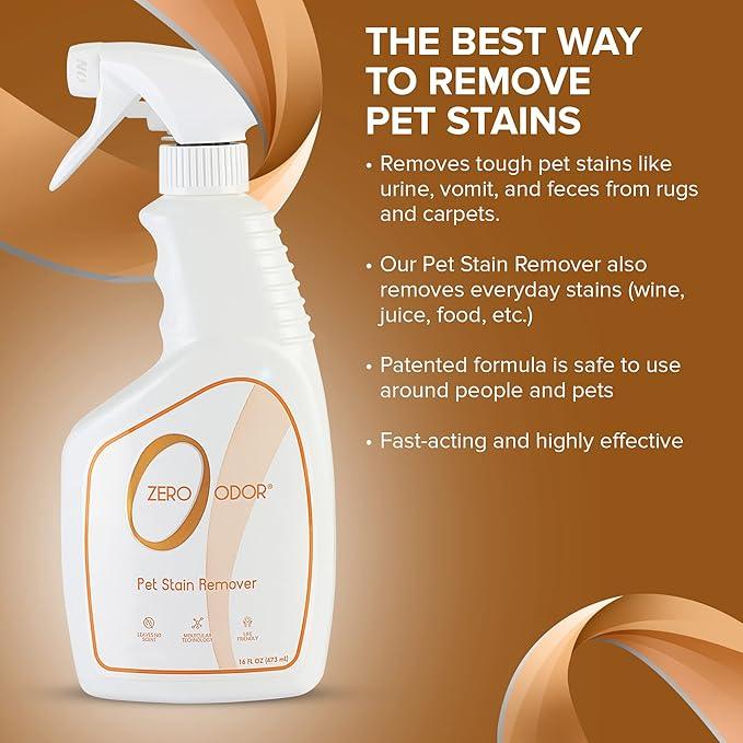 Zero Odor - Pet Stain Remover & Odor Eliminator - Permanently Remove Stain & Odor with Patented Technology Best for Carpet, Furniture, Floors, Pet Bed– Look and Smell Great, 16oz (Over 400 Sprays) - NeatNest