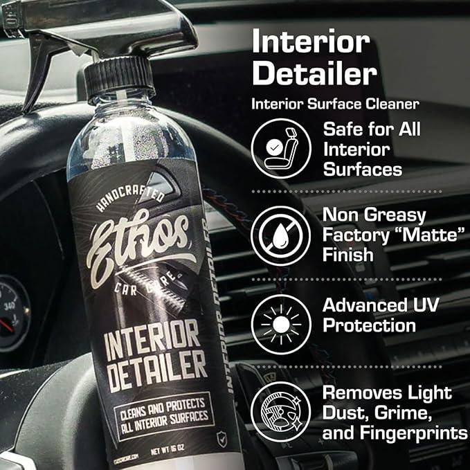 Ethos Interior Detailer Spray - Interior Car Cleaner Easily Cleans & Protects All Interior Surfaces | Non Greasy Satin Finish with UV Protection & Odor Neutralizing Agents | Coconut Scented - NeatNest