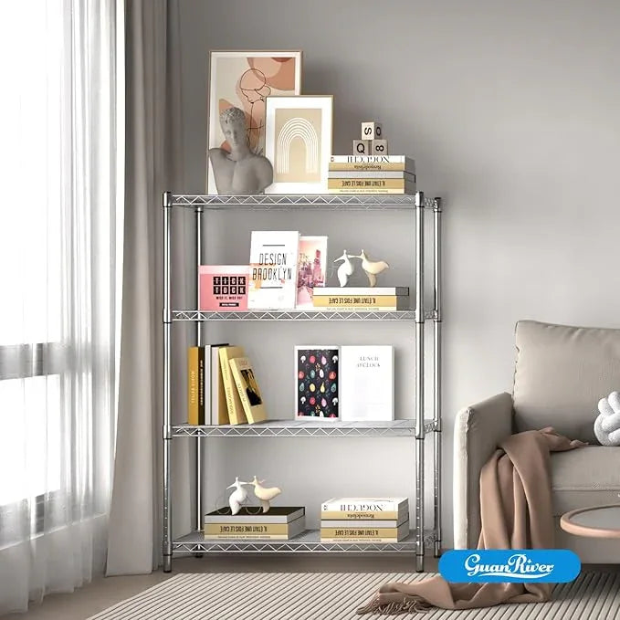 4-Shelf Adjustable Metal Shelf Wire Shelving Unit Storage Rack Display Shelf for Office,Kitchen,Bedroom,Bathroom,Laundry,Pantry Basement,Garage(Chrome,36" L x 14" W x 54" H) - NeatNest