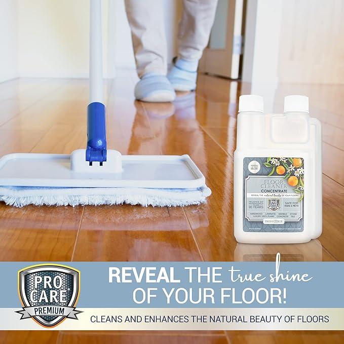 ProCare Citrus Floor Cleaner Concentrate (Made in USA) | Vinyl, Wood, Tile, Stone & Laminate Floor Cleaner For Mopping, Household Supplies, Cleaning Solution Concentrate For Kitchen & Bathroom - 8oz - NeatNest