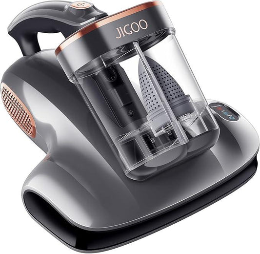 JIGOO Cordless Mattress Vacuum Cleaner with UV-C Light, Bed Vacuum Cleaner with Dust Sensor, Ultrasonic and High Heating, Deep Cleaning Bed Vacuum for Sofa Bed Fabric Surface (S100 Cordless) - NeatNest