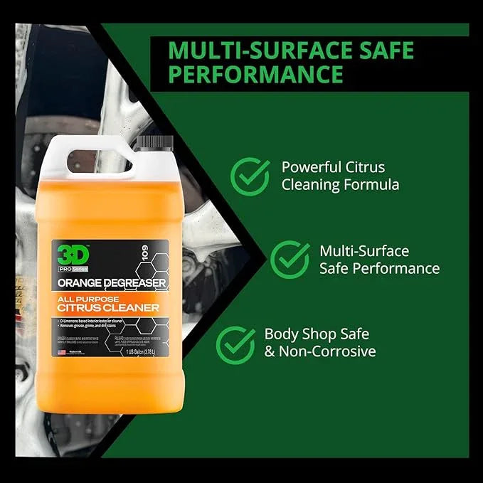 3D Orange Degreaser – Citrus-Based Car Cleaner for Oil, Grease, Grime & Adhesives – Water-Based, Non-Corrosive, Eco-Friendly, Interior & Exterior Use - 1 Gallon - NeatNest