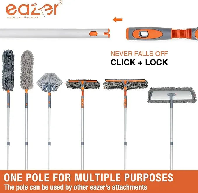 Eazer Squeegee Window Cleaner 2 in 1 Rotatable Window Cleaning Tool Kit with Elbow/Straight Extension Pole, 62‘’ Window Washing Equipment with Bendable Head for Indoor/Outdoor Car Glass - NeatNest