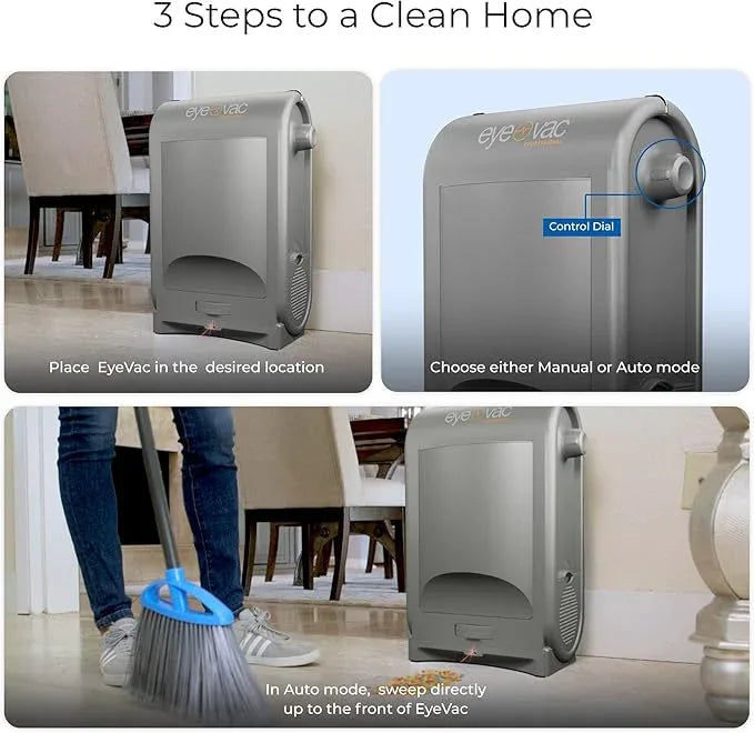 EyeVac Pro Touchless Vacuum Automatic Dustpan - Ultra Fast & Powerful - Great for Sweeping Salon Pet Hair Food Dirt Kitchen, Corded Canister Vacuum, Bagless, Automatic Sensors, 1400 Watt (Sliver) - NeatNest