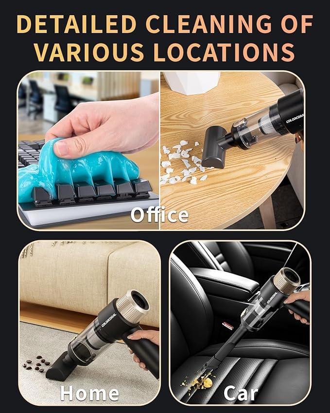 ColorCoral Mini Vacuum Cleaner Portable Cordless Keyboard Cleaner Powerful Suction Handheld Vacuum &Computer Air Duster for Office Desktop Laptop Keyboard Car and Home Cleaning - NeatNest