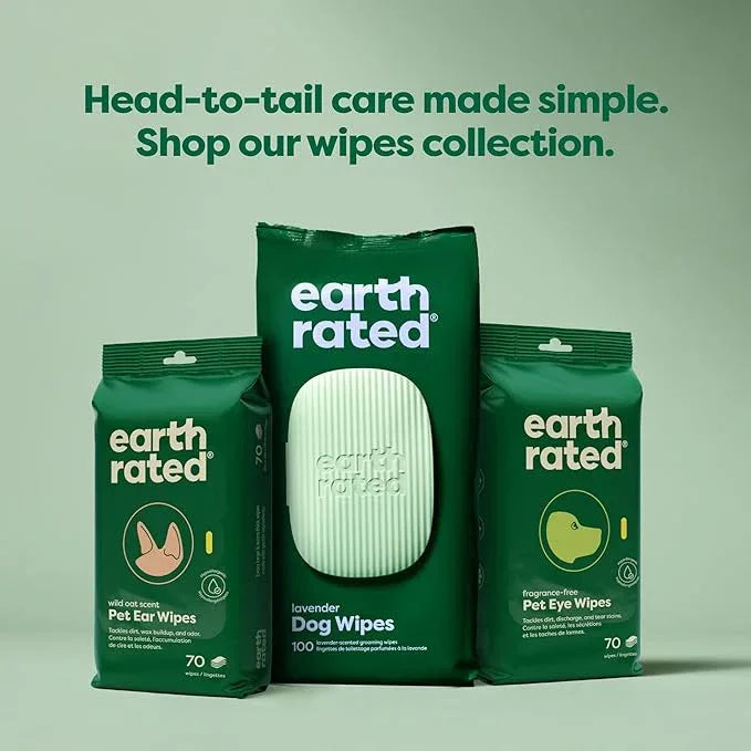 Earth Rated Vet-Developed Pet Ear Wipes, Hypoallergenic Cleaner for Dogs & Cats Ears to Remove Dirt and Wax Build Up, Wild Oat Scent, 70 Count - NeatNest