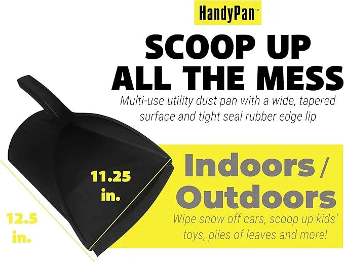 HandyPan Heavy Duty Dustpan, Black - Large Dust Pan Made in the USA with Tight Seal Lip to Keep Dust, Dirt, Debris In-Great for Home, Shop, Garage, Use-Stackable, Standing Dustpan for Wet or Dry Tasks - NeatNest
