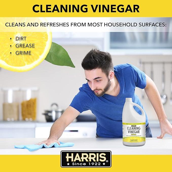 HARRIS Cleaning Vinegar All Purpose Household Multi-Surface Cleaner, 128oz (Lemon) with Easy Pour Funnel Included - NeatNest