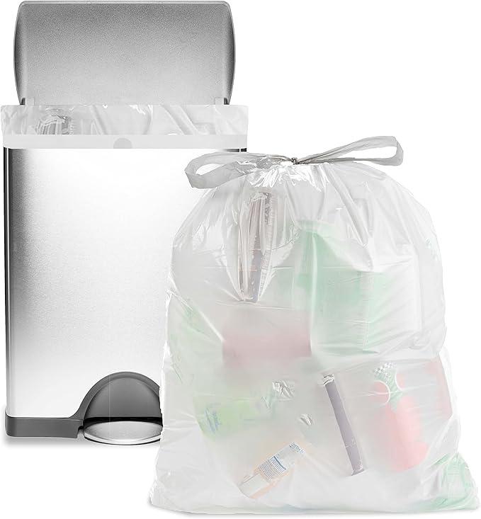 Ultrasac 13 Gallon 1.1 MIL White Drawstring Trash Bags - 19.25" x 28.5" - Pack of 80 - Fits simplehuman H - NeatNest