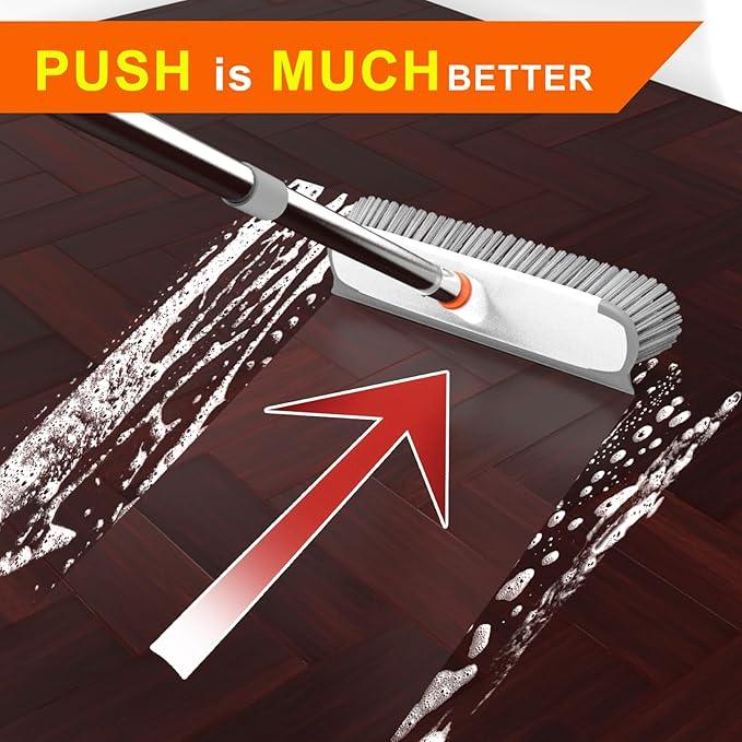 Heavy Duty Floor Scrub Brush and Grout Cleaner Tool with Long Handle Deck Brush with Stiff Bristles Outdoor Scrubber for Cleaning Deck Tile Kitchen Swimming Pool Bathroom(2 Pack Brush Head) - NeatNest
